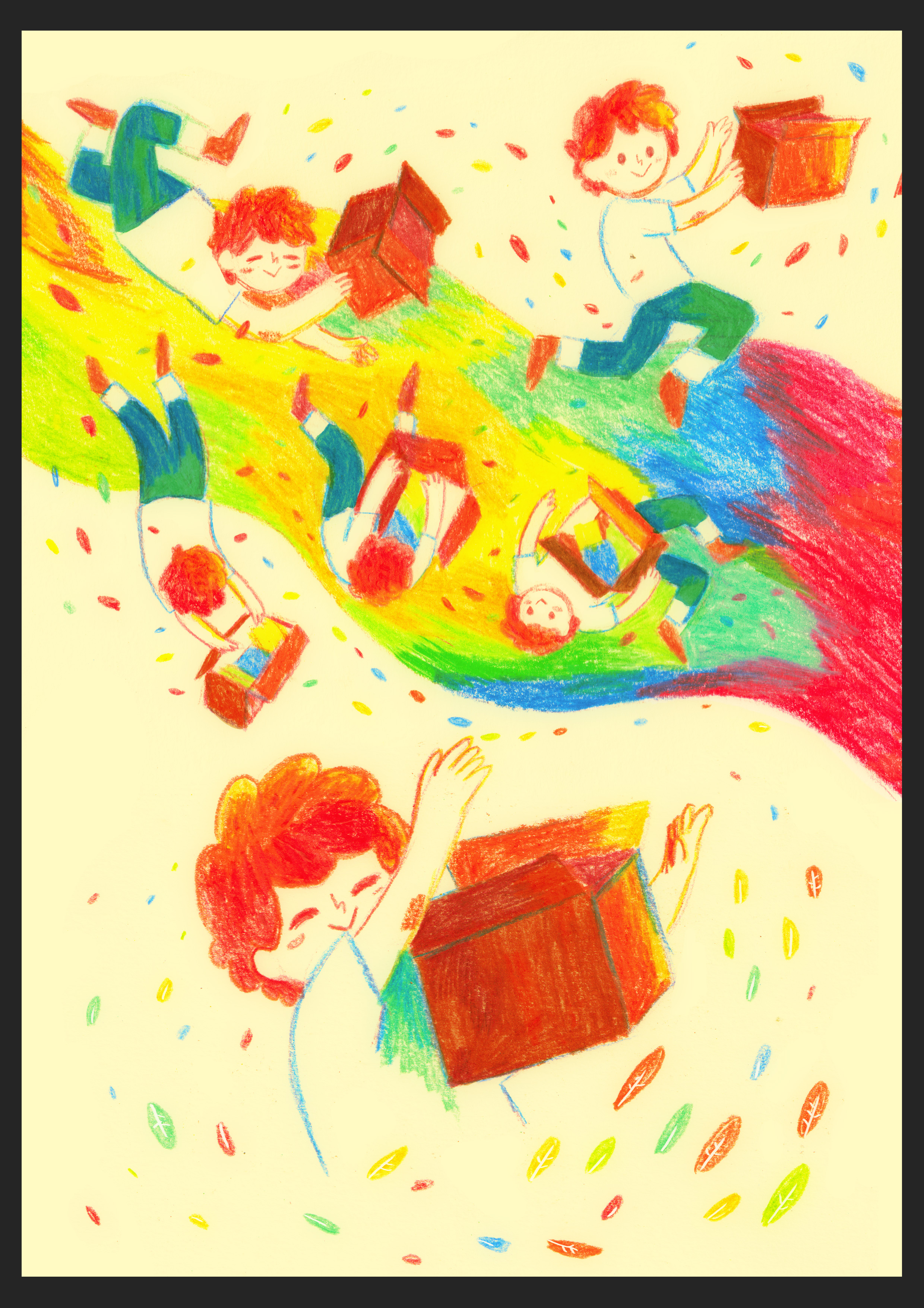 Une page de Petite Plume volume 1, au crayon pastel